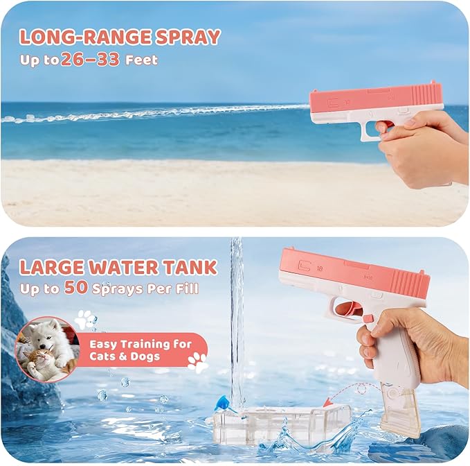 2 Pack Squirt Spray for Cats Dogs Training Squirt for Cats Deterrent Water Spray Pistols for Dogs Pets Training, Detachable Water Tank Design for Reduced Leaks
