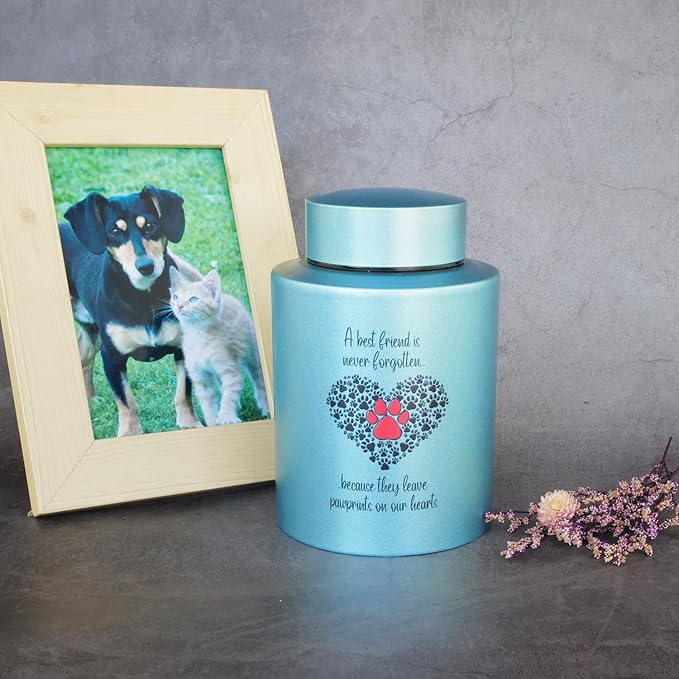 Pet Cremation Urns for Dogs Cats Ashes, Up to 60 lbs Dogs Cats Memorial Keepsake Urns for Ashes-Medium (Paw in Heart)
