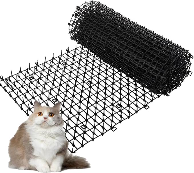 Scat Mat Indoor for Cats with Spikes, 6.5ft Prickle Strips Network Digging Deterrent Mat for Sofas, Window Sills, Gardens, Vegetable Gardens, Fence