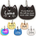 Stainless Steel Cat ID Tag Personalized Pet Tags with up to 4 Lines of Custom Text, Small Pet Mini Dog Cat Tag Lightweight, Engraved on Both Sides, Multiple Patterns Colors Size Options (cat)