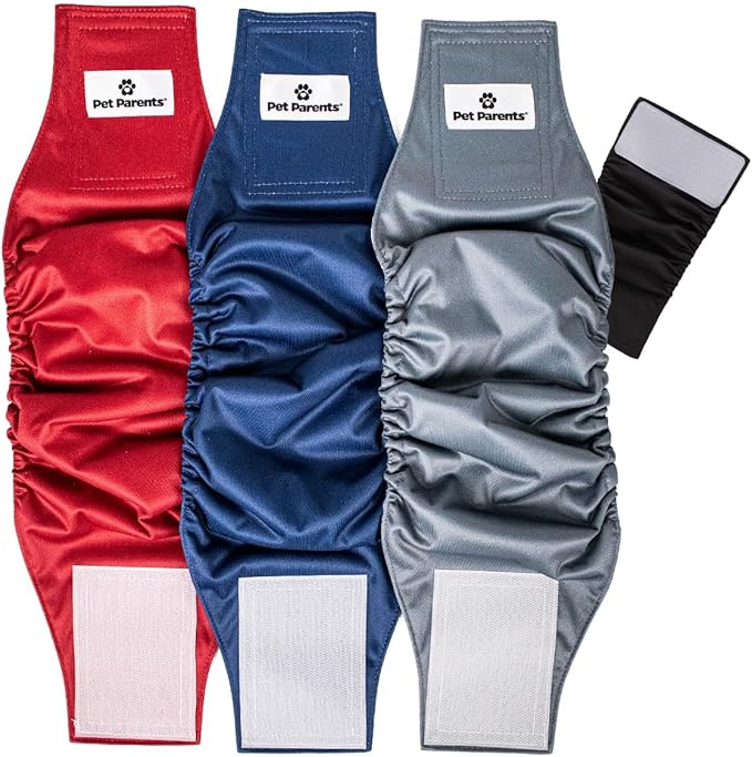 Pet Parents® Washable Belly Bands for Male Dogs (3pack) + Extendrs® of Durable Dog Diapers Male, Premium Male Dog Diapers & Dog Wraps (X-Small, Kingsmen)