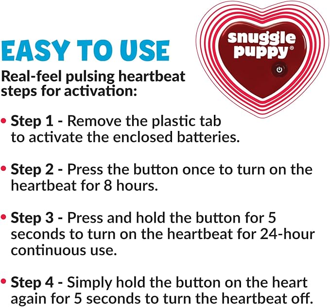 Snuggle Puppy Original Heartbeat Puppy Toy with Real-Feel Pulse & Heat Pack, Plush Dog Comfort Toy for Crate Training, First Nights & New Puppy Transition - Biscuit