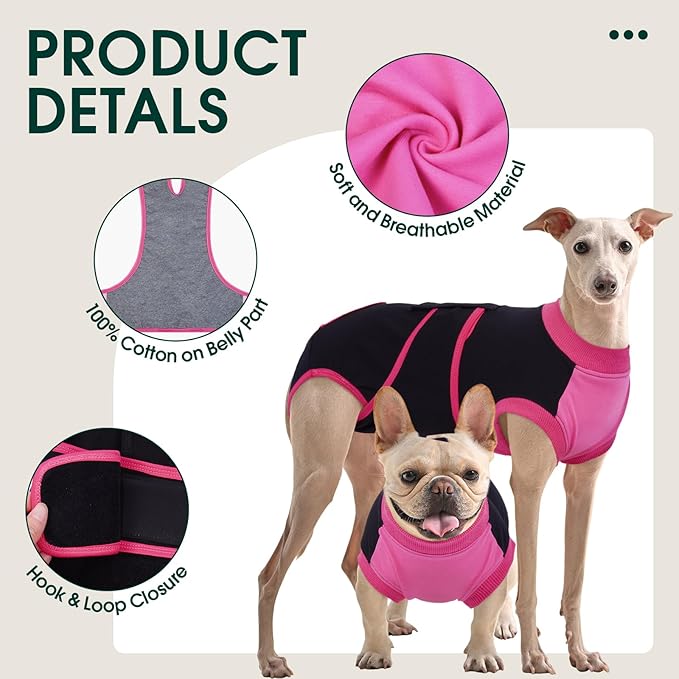 Kuoser Recovery Suit for Dogs After Surgery, Soft Dog Surgery Suit Female Male, Breathable Pet Surgical Recovery Shirt, Anti Licking Dog Onesie for Abdominal Wounds Cone Alternatives, Black XL