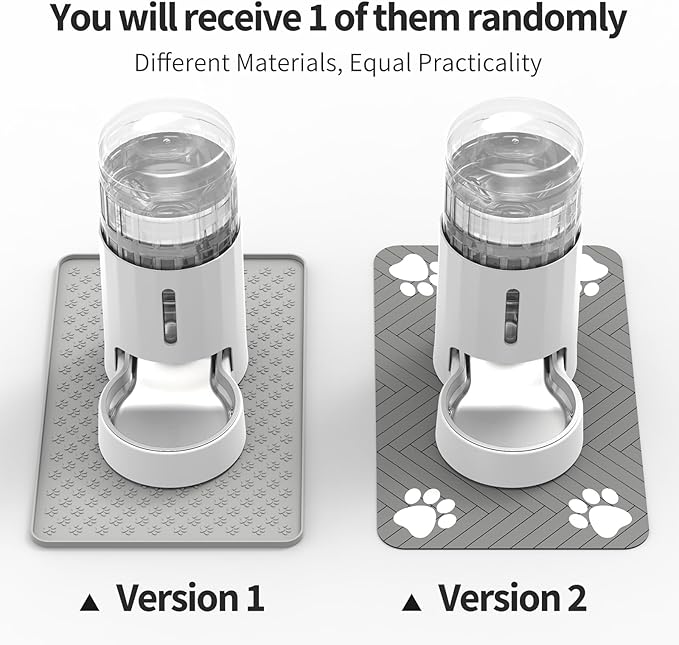 Cat Water Dispenser with Placemat and Stainless Steel Bowl, Automatic Gravity Water Dispenser for Cats or Small Medium Size Dogs, Large Capacity, Easy to Clean and Safe for Pets (4L White)
