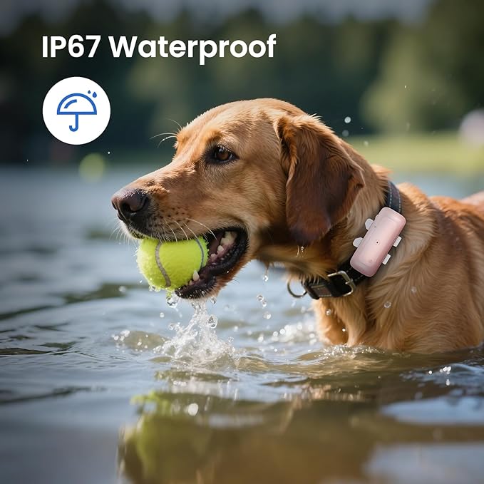 SEEWORLD Mini GPS Pet Tracker for Dogs Cats Waterproof Real-Time Location Tracker Virtual Fence 180 Days Location History 4G Cat Tracker for 6.5lbs+ Pets (Pink)