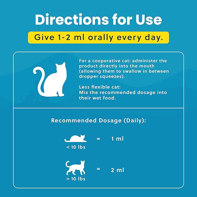Paramount Pet Health Liquid Glucosamine Chondroitin MSM for Cats, Hip & Joint Support Supplement, Helps Maintain Mobility and Flexibility, Senior Cat Glucosamine Drops for Daily Joint Care, 2 oz