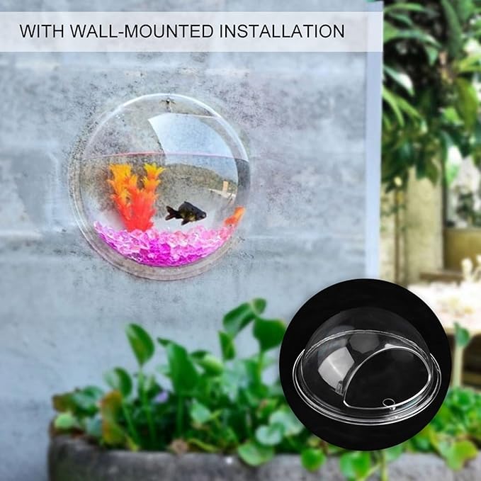 Wall Mount Fish Bowl Acrylic Transparent Hanging Fish Vase Aquarium Plant Pot Bubble Aquarium Home Decoration