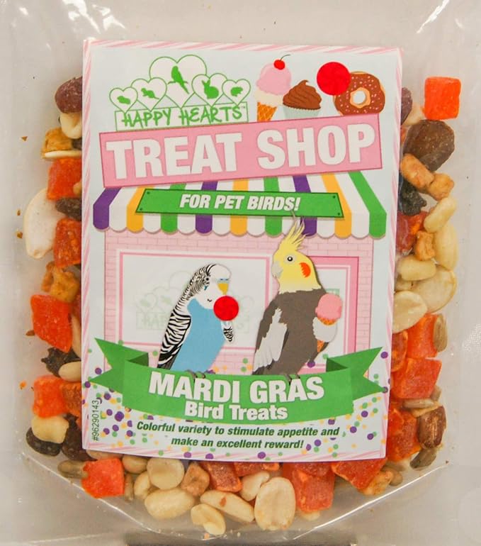 Happy Hearts Treat Shop Mardi Gras Bird Treats, 4 oz.