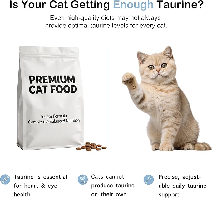 Taurine for Cats, Cat Taurine Supplement for Heart, Vision, Skin & Coat and Immune Support Unflavored Taurine Powder for All Ages Including Kittens – 6 oz