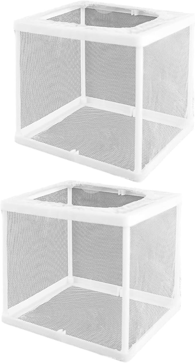 2PCS Protective Aquariums Breeding Cage Netting Nursery Tanks with Suction Cup for Fry Rearing and Secure Observation Spawning Box for Aquariums Fish