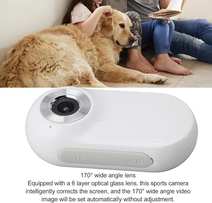 POCREATION 1080P Pet Collar Camera, HD Mini Action Camera with 0.96 Inch LCD Display for Dog Cat Outdoor Indoor Video Recording