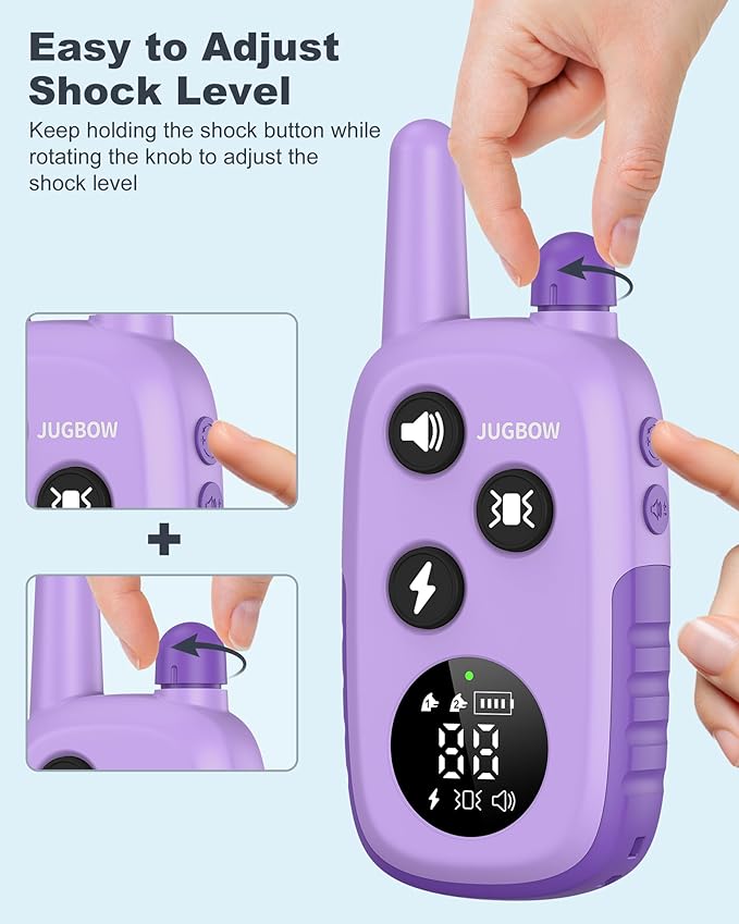 Jugbow Dog Training Collar - 4200FT Dog Shock Collar with Remote for Large Medium Small Dogs, Rechargeable Waterproof IPX8 E Collars with Beep (1-3) Vibration(1-3) Safe Static(0-99), Purple