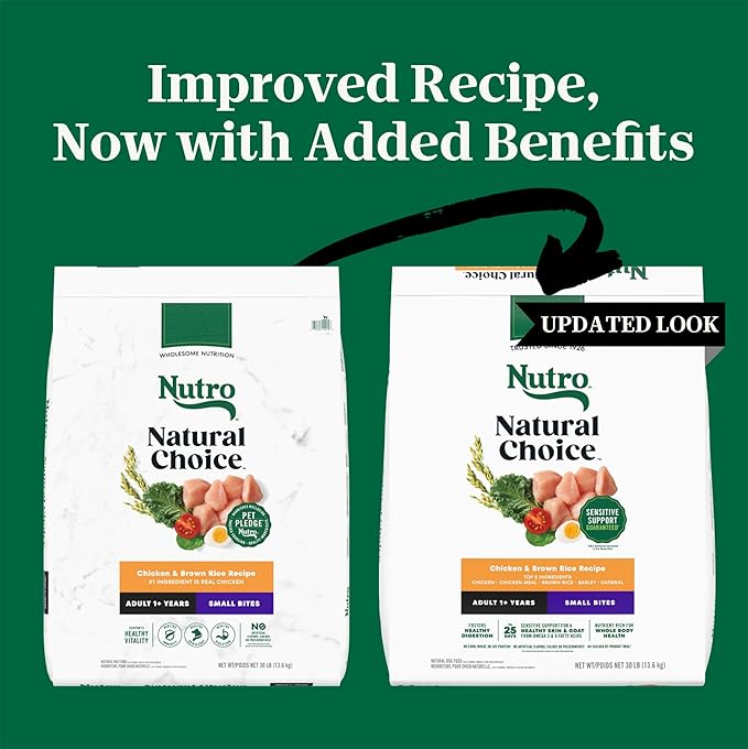 Nutro Natural Choice Small Bites Dry Dog Food, Adult Dog Food Dry Chicken and Brown Rice Recipe, 30 lbs.