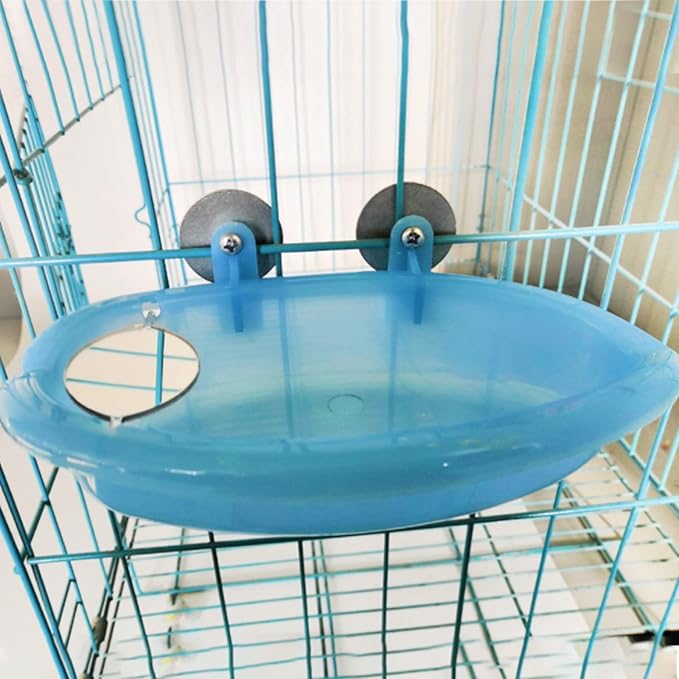 Bird Bathtub with Mirror Portable Bird Bath Bird Bathroom for Pet Parrots Bathing Tub Bath Box Bird Shower Bathtub Bird Cage Accessories (with Single Mirror)