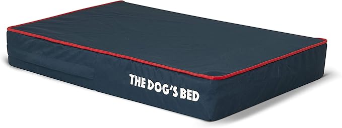 The Dog’s Bed Orthopedic Memory Foam Dog Bed Mattress, Oford Fabric, Blue with Red Trim, Small, 4-Inch