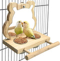 Tfwadmx Bird Parrot Wooden Feeding Cups with Wooden Platform Stainless Steel Birds Bowls Food Water Bowls with Bird Food Holder for Cockatiel Parakeet Macaw Finches Lovebirds