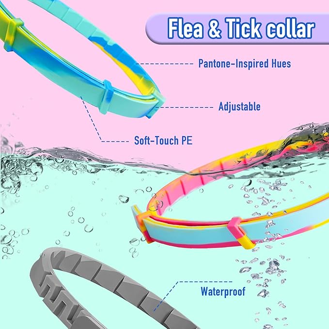 Flea and Tick Collar for Cats – Natural Essential Oil Formula, 60 Days Repellent Protection, Waterproof & Adjustable Flea Collar for Small, Medium & Large Cats (Grey, 2 Pack)