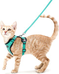 rabbitgoo Cat Harness and Leash for Walking, Escape Proof Soft Adjustable Vest Harnesses for Cats, Easy Control Breathable Reflective Strips Jacket, Emerald, XS