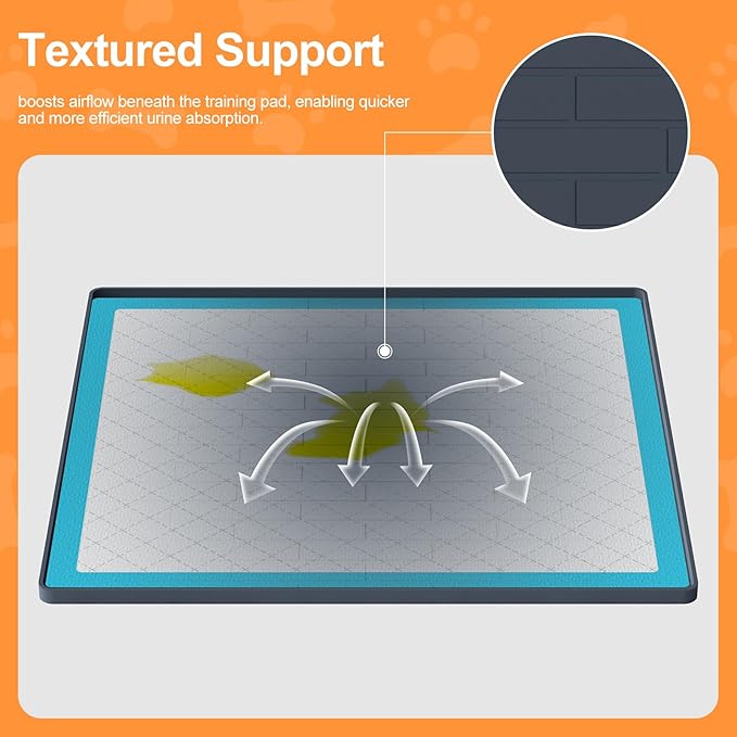 Pee Pad Tray Holder for Dogs,Non-Slip Silicone Dog Puppy Pad Holder,34 x 28 Inche Puppy Potty Training Pads,No Spill Raised Lip High Edge,Portable, Leak-Proof Mat Trays for Indoor Floor Protection