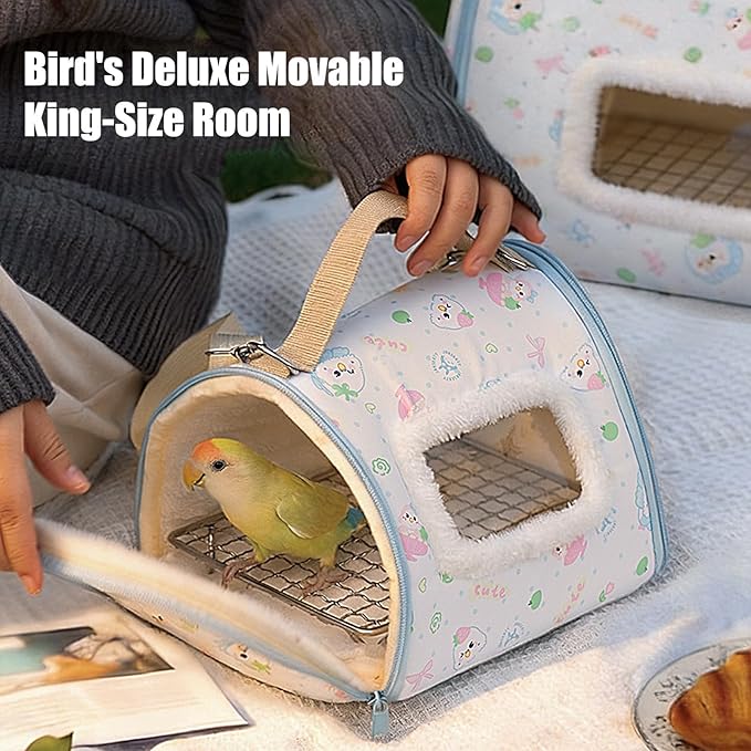 Ventilated Bird Carriers - Portable Parrot Transport Box Window, 12 Inch Travel Cage with Handle, Acrylic Aviary Case with View, Pet Carrier Style, Outdoor Backpack for Parakeet, Conure, Cockatiel