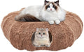 Cat Tunnels for Indoor Cats, Cute Donut Turnel Toys for Small Large Cats with Washable Circle Cushion，3-in-1 Foldable Playground & Cozy Cave Bed for, Kittens Puppy Rabbits