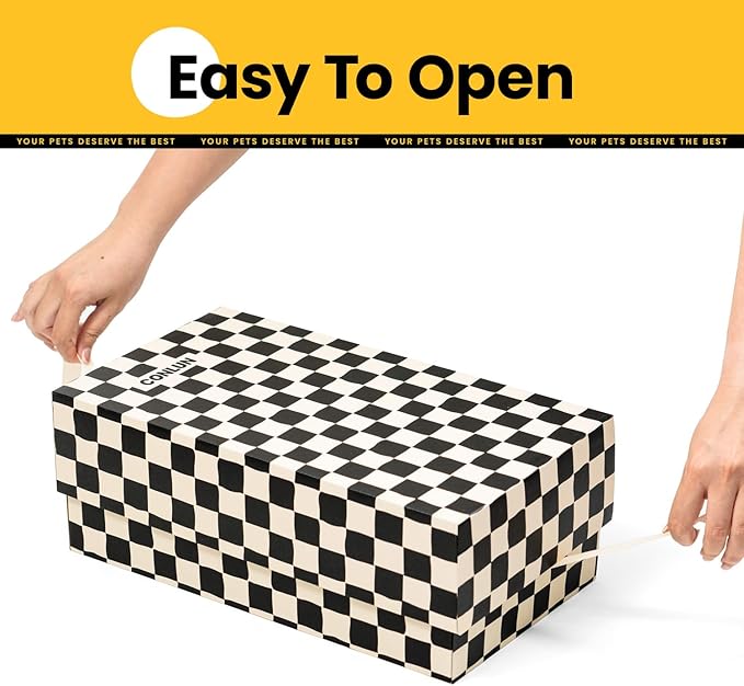 Cat Scratcher Box with 4 Scratching Pads&2 Separate Cardboard Boxes,2-in-1 Cardboard Cat Scratch for Multiple Kitten Interactive Play,Checkered(Ball & Fish Catnip Toy Included)