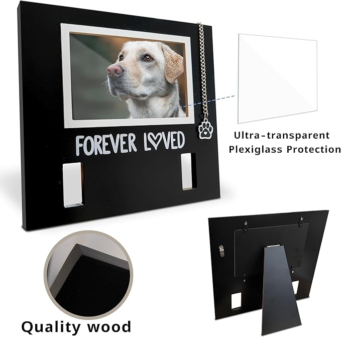 MYPAWLETS Dog/Cat Collar Memorial Frame with Paw Print Charm,Pet Loss Sympathy Gift,Pets Memorial Gift for Loss of Dog,Forever Loved Pet Keepsake Frame,Dogs Passing Away Gifts