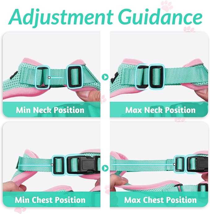 rabbitgoo Cat Harness and Leash for Walking, Escape Proof Soft Adjustable Vest Harnesses for Cats, Easy Control Breathable Reflective Strips Jacket, Green&Pink, XS