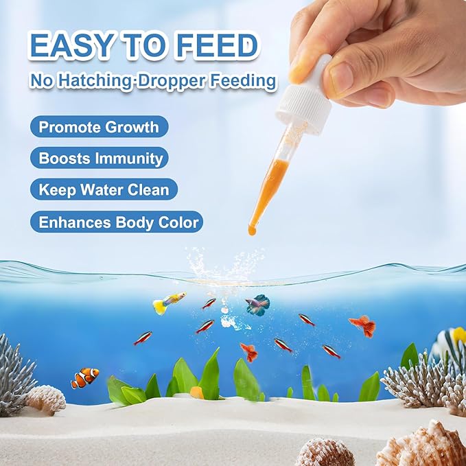 Instant Baby Brine Shrimp Fish Food - 50ml No Hatch High Protein Fry Food with Astaxanthin for Small Fish Corals Jellyfish Seahorses & Invertebrates