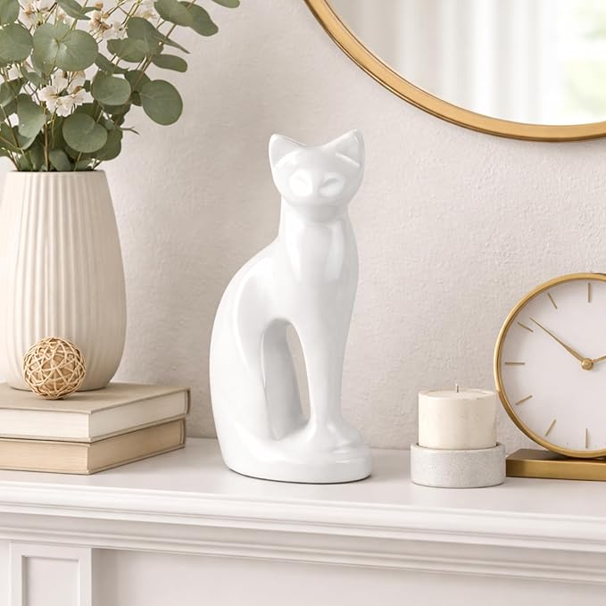 Cat Urns for Ashes - Pet Memorial Cat Urn Cat Memorial Gift, Pet Urn for Cat Ashes Keepsake Pet urns for Cats Ashes, Pet Ashes Urn, Pet Cremation Urn (White)