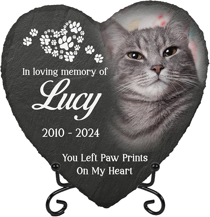 DOPTIKA in Loving Memory of Custom Photo Pet Memorial Stones, Cat Memorial Gifts for Loss of Cat, Pet Sympathy Gifts for Cats, Cat Mom Cat Dad Gifts, Cat Memorial Gifts, Cat Memorials & Funerary