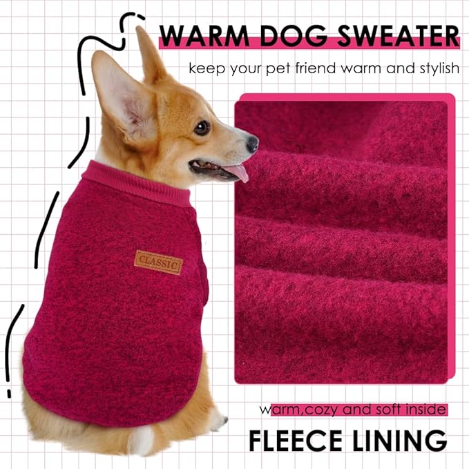 2 Pcs Dog Sweaters for Small Dogs Girl Boy Winter Fleece Clothes Warm Soft Dog Sweatshirt Outfit for Dogs Cats Pet Apparel