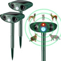 Ultrasonic Animal Repellent Outdoor Solar Powered Repeller Cat Dog Deer Deterrent Waterproof Motion Sensor Deterrent for Yard Garden Rabbit Squirrels Fox Pest (2, Green)
