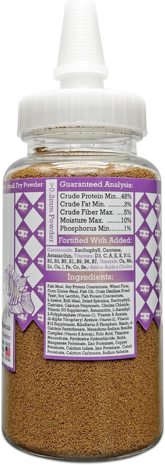 Small Fry Fish Food Powder 3.17 oz, for Breeding and Raising Newborn and Juvenile Freshwater Aquarium Species