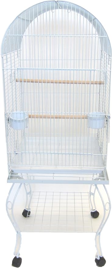 YML 20-Inch Dometop Parrot Cage with Stand, White