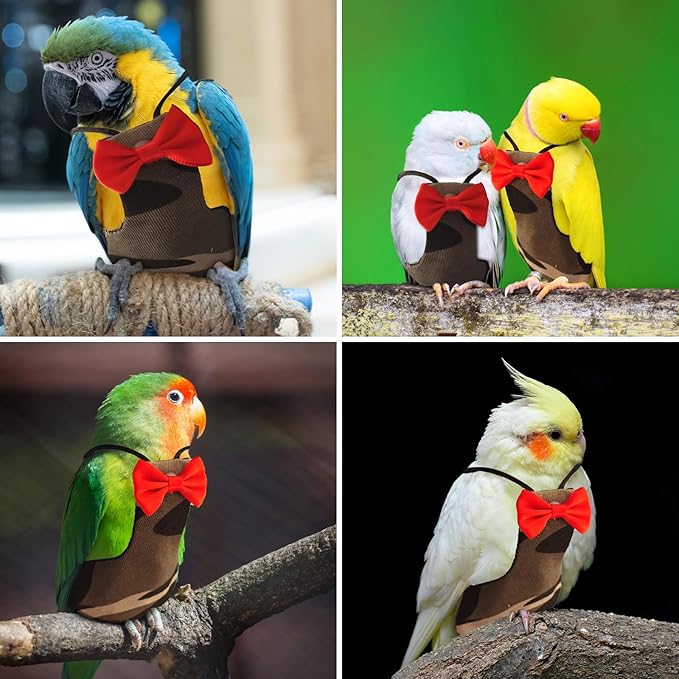 Bird Diaper Washable Reusable Parrot Flight Suit Nappies Protective Breathable Parrot Nappy Clothes for Parakeet, Macaw, Budgie, Canary, Cockatiel (Camouflage, Small)