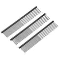 Dog Cat Comb, Pet Combs Stainless Steel Teeth with Rounded Ends for Knots Mats Loose Hair Removal, 6.5IN (Black Coated, 3 Pack), Grooming Tool Intended for Long Curly Hair Pet
