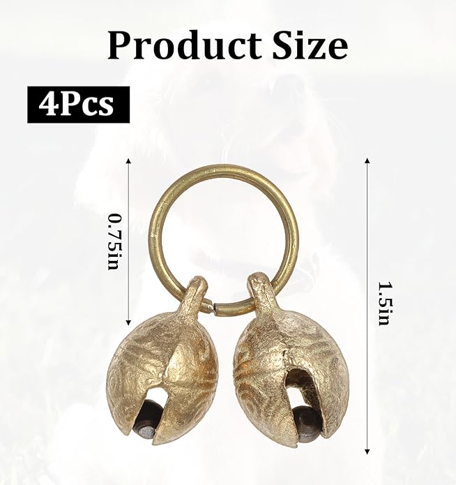 4Pcs Bell for Cat Dog Collar, Extra Loud Jingle Pet Bell for Cat Dog Bells to Go Outside Tracking Perfect for Safety & Identification, Copper 1.5 Inch