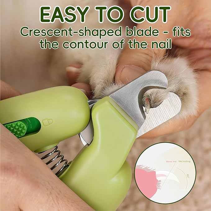 Dog Nail Clippers,Dog Nail Trimmers for Small Medium Dogs and Cats - Professional Grooming Tool with Safety Lock, Sharp Stainless Steel Blade Prevents Splitting，Includes Nail File (Green-mini)