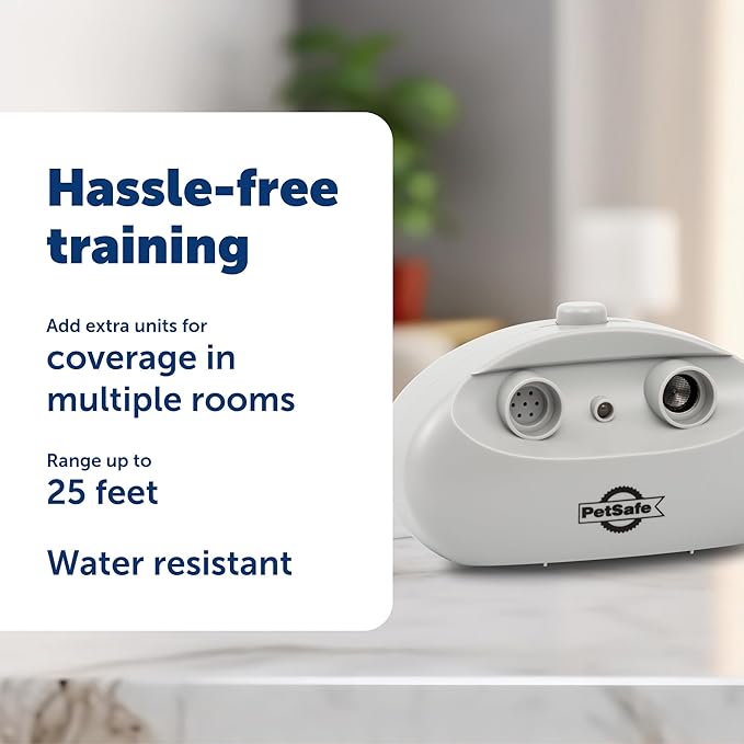 PetSafe Indoor Bark Control - Ultrasonic Indoor Trainer - Automatic Anti-Barking Solution - Tabletop Noise Reducer - Non-Collar Bark Solution