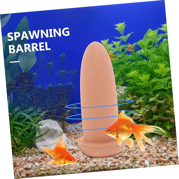 Light Brown Fish Spawning Breed Cone Medium Ceramic Incubator for Fresh and Saltwater Angelfish and Colorful Fish Breeding Tank Decoration and Easy Cleaning