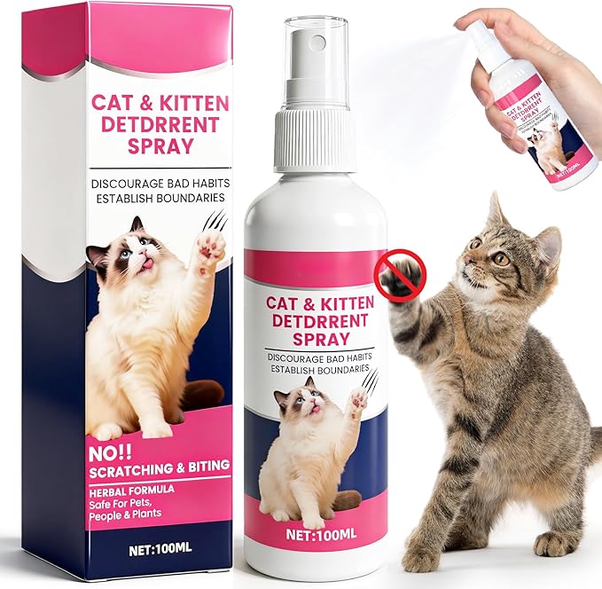 Cat Deterrent Spray - Natural Cat Repellent Spray for Urine Marking Anti Scratch, Safe for Door, Plant Sofa(Pink)