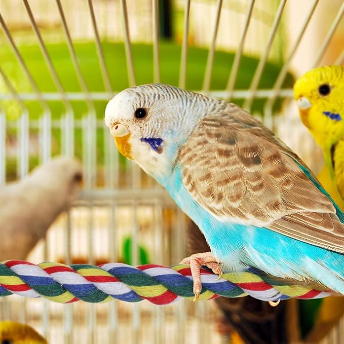 Parrot Rope Perch 26.4 Inch Cotton Climbing Toy for Pet Birds Cage Exercise and Chewing Accessory