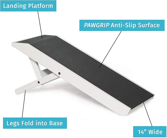 DoggoRamps Dog Ramp for Couch Furniture Quality Solid Hardwood Ramp for Dogs to Get on Couch with Platform Top & Non-Slip Grip – Adjustable Dog Ramp for Sofas up to 22" – 100% Made in N America