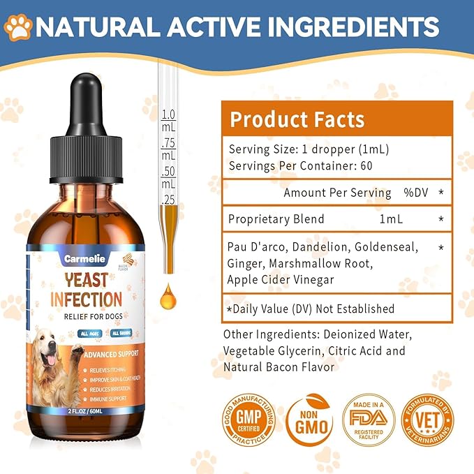Flea and Tick Support for Cats & Natural Yeast Relief for Dogs, Natural Liquid Drops for All Breeds, Kittens to Senior Cat