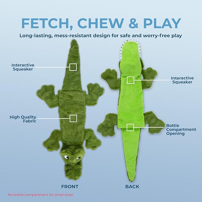 Best Pet Supplies Squeaky Dog Toys with Soft Durable Fabric for Small, Medium and Large Pets Interactive Toy for Indoor Play, Supports Active Biting and Play - Alligator, Medium