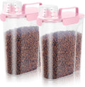 5-7Lbs Dog Cat Food Storage Container with Upgraded Large Nozzle BPA-free, 4 Snap Seals Plastic Pet Food Storage Containers with Handles (Light Pink, 5L-2pack)