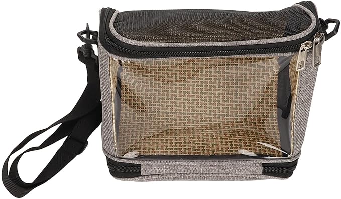 Transparent Bird Carrier Bag, Portable Lightweight Parrot Travel Cage for Cockatiels Parakeets, Breathable Backpack with Side Pockets and Rattan Weave for Small Birds (Grey)