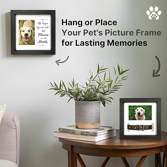 Dog Memorial Picture Frame with 5 Display Options- Dog Collar Memorial Frame Gift - Cat or Dog Pet Loss Gift for a Grieving Friend - Pet Remembrance Gift and Sympathy Photo Keepsake