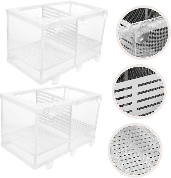GANAZONO 2pcs Fish Hatchery Boxes Isolated Breeding Tank Large Capacity Suction Cup Design Easy Installation Random Style
